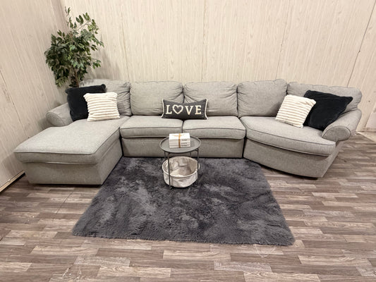 3-Piece Gray Sectional w/ Chaise & Cuddler