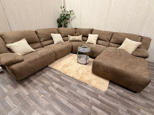 Huge 5-Piece Ashley Furniture Brown Sectional Reclining Couch