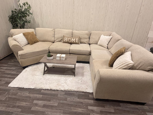 Beige Sectional Couch w/ Cuddler