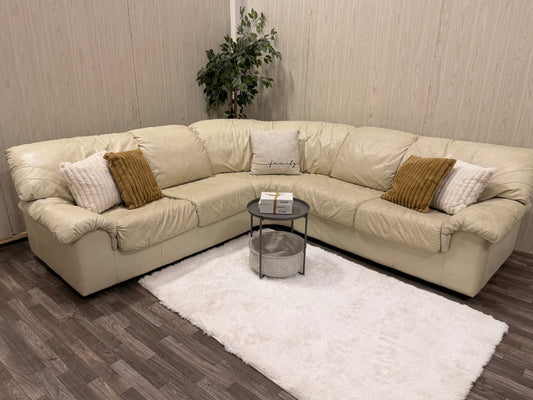 Large White Leather (Natuzzi) Sectional Couch
