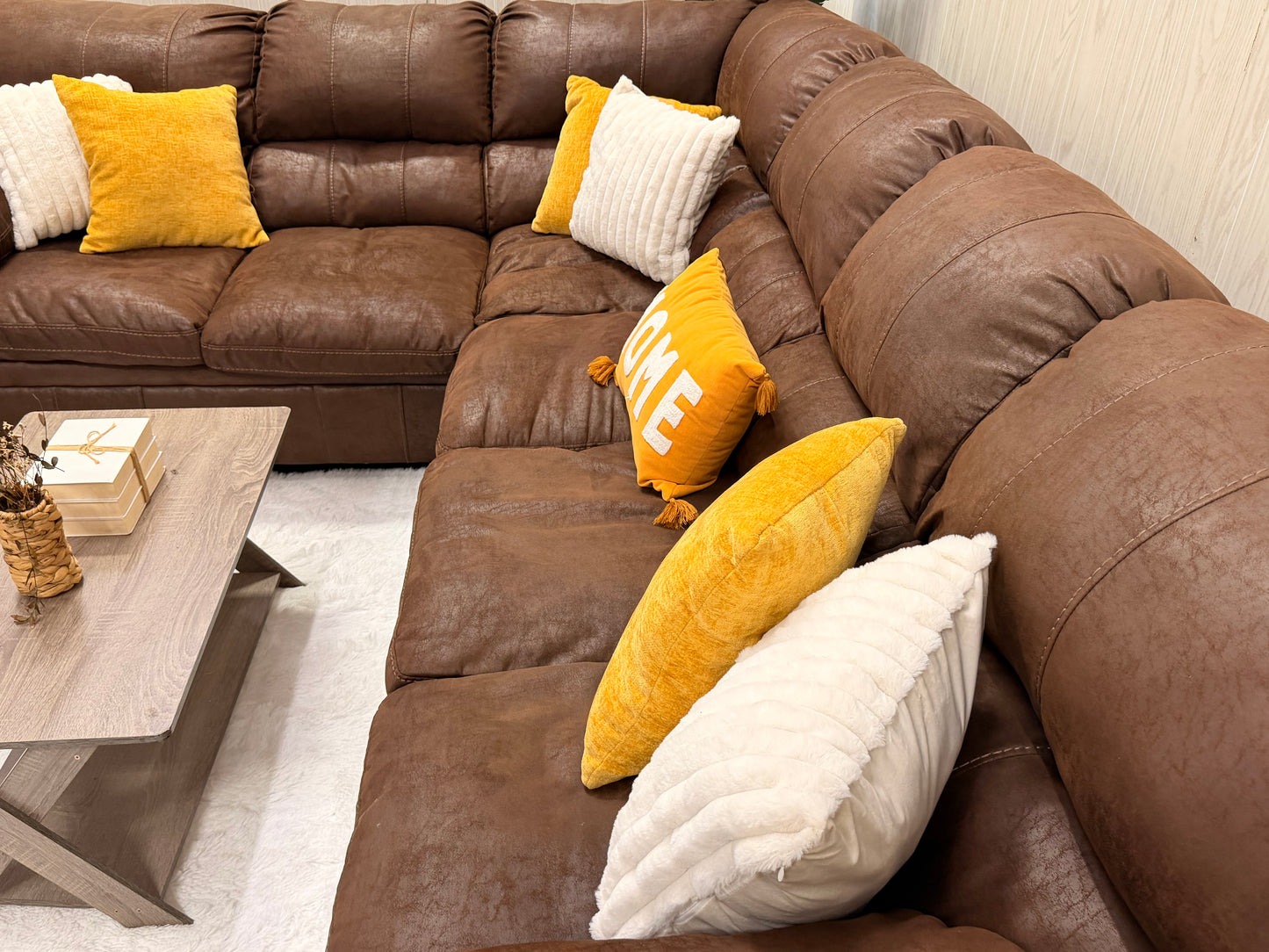 Brown 2 piece Sectional