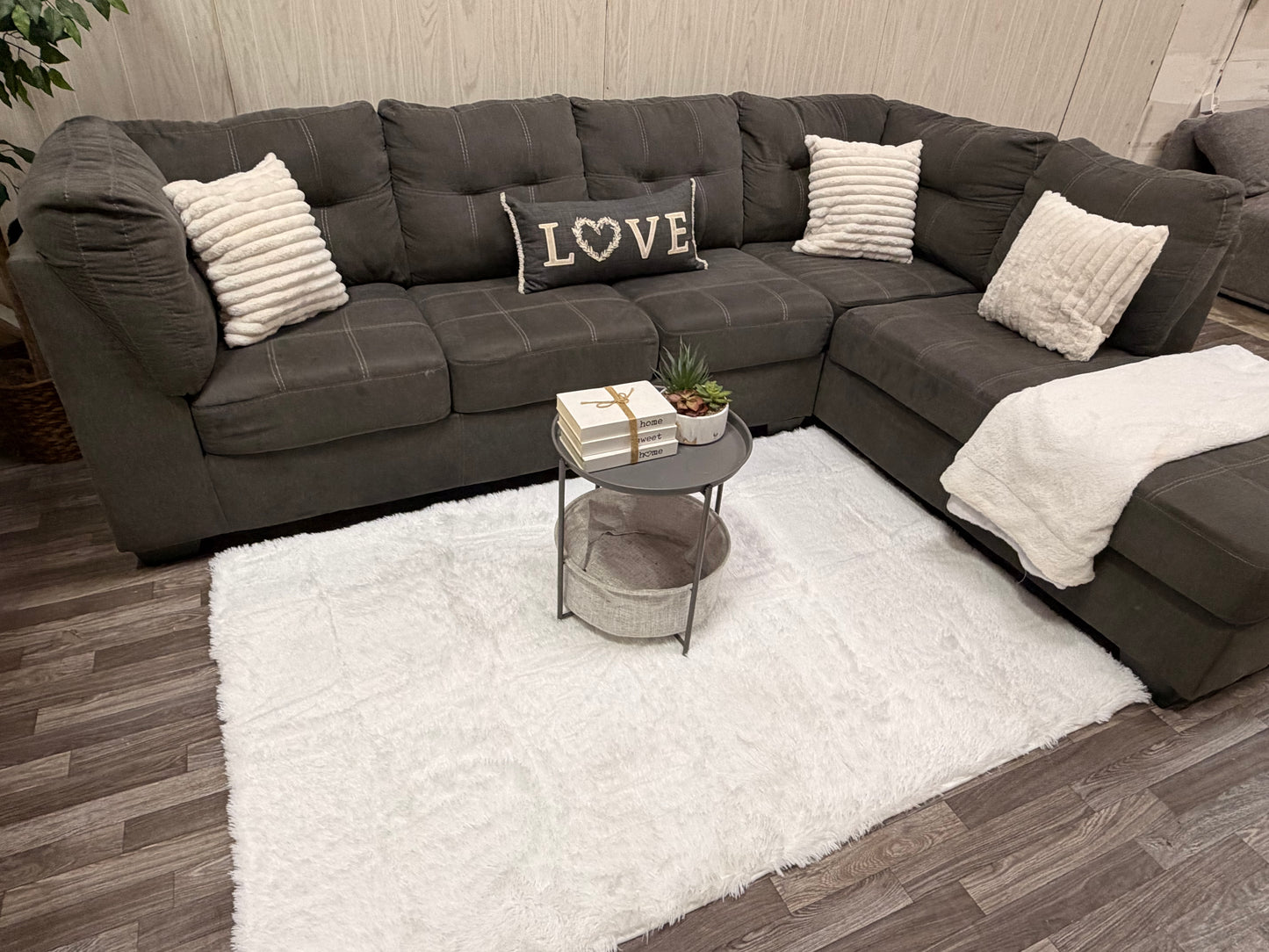 Large Two-Piece Gray Sectional Couch by Ashley Furniture