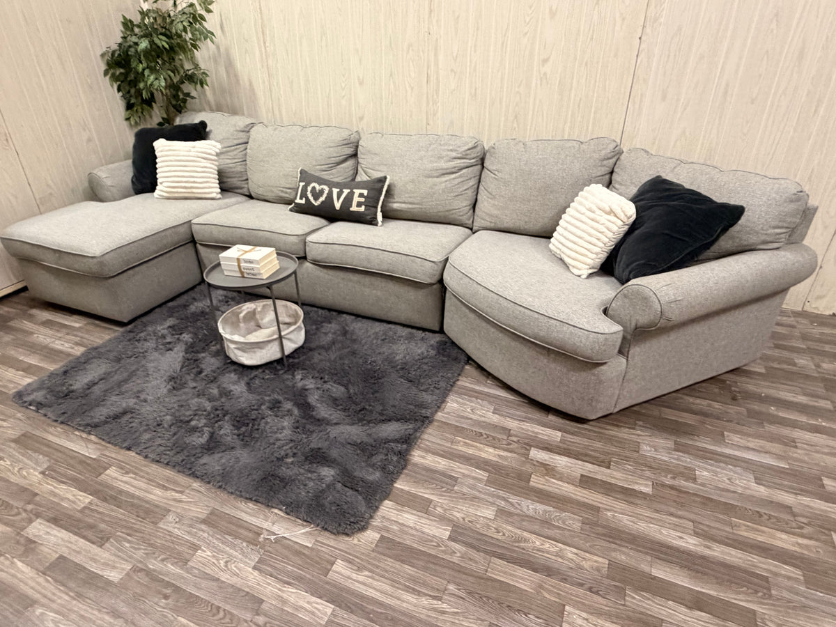 3-Piece Gray Sectional w/ Chaise & Cuddler