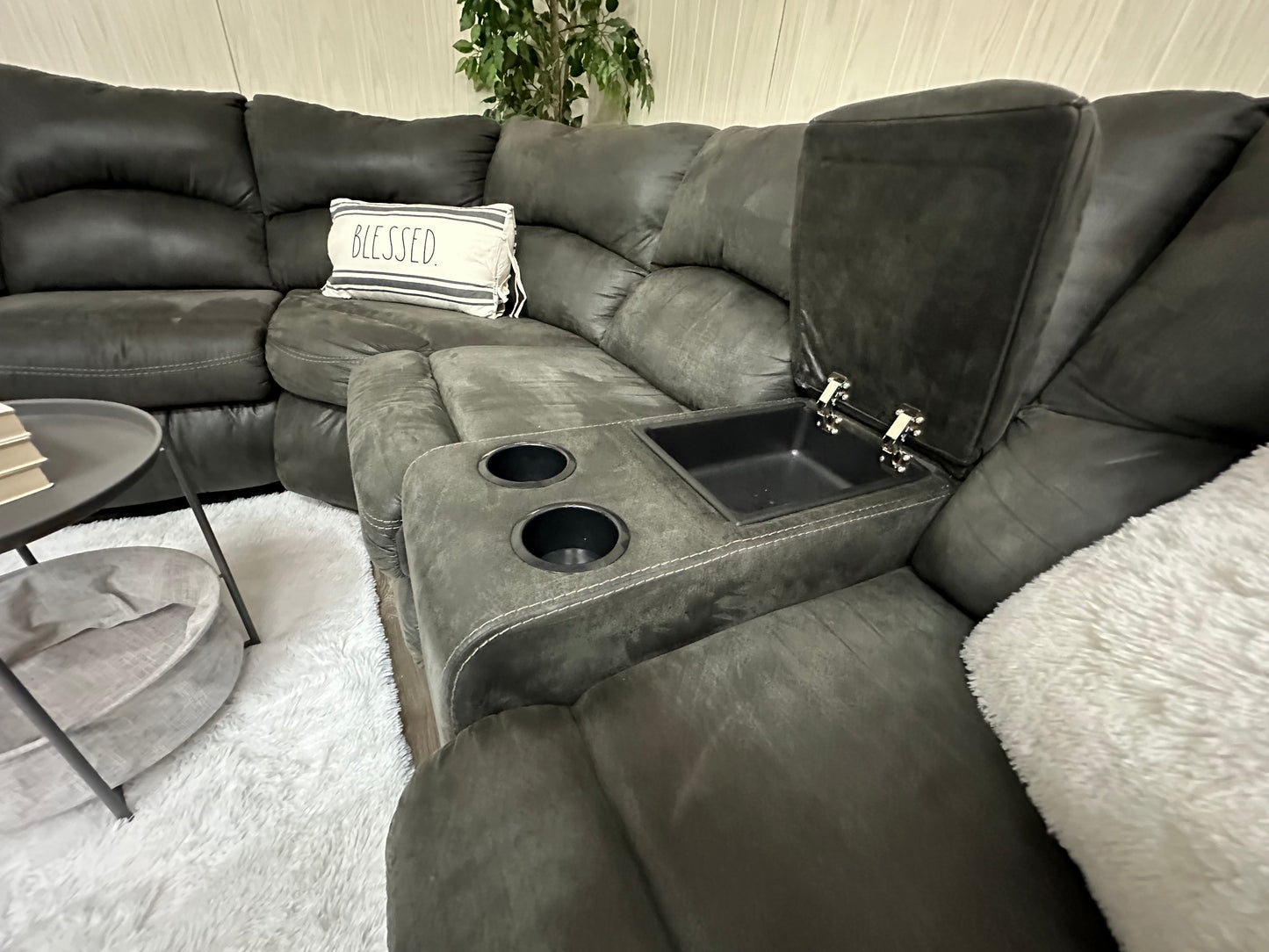 Large Gray Ashley Furniture Reclining Sectional