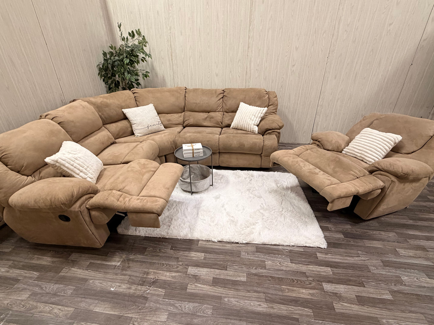Brown Reclining Sectional & Recliner Set
