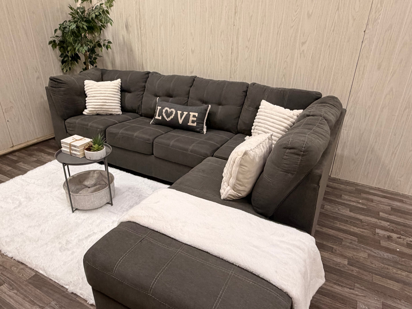 Large Two-Piece Gray Sectional Couch by Ashley Furniture