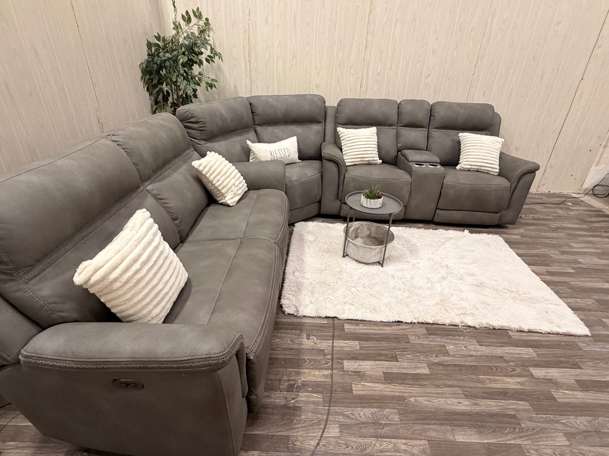 Large 3-piece Gray Ashley Furniture Reclining Sectional