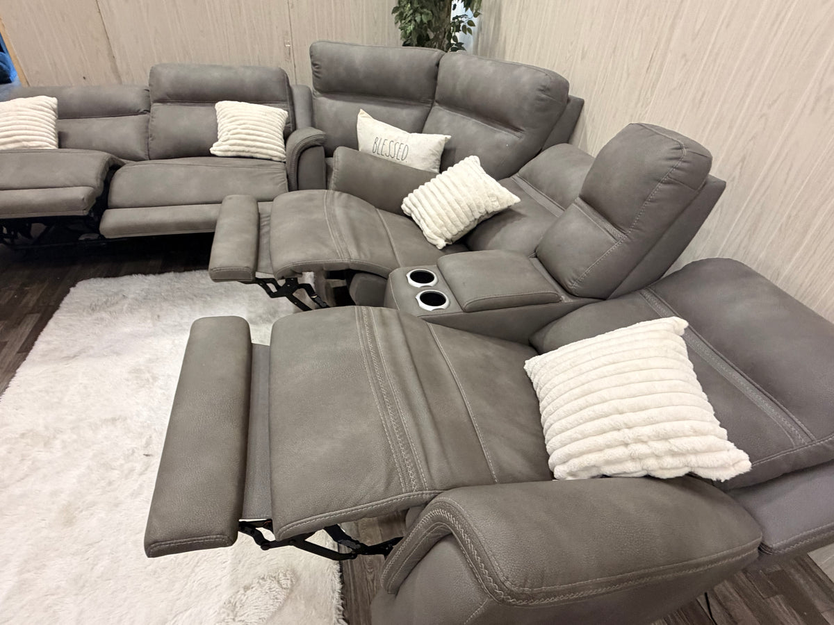 Large 3-piece Gray Ashley Furniture Reclining Sectional