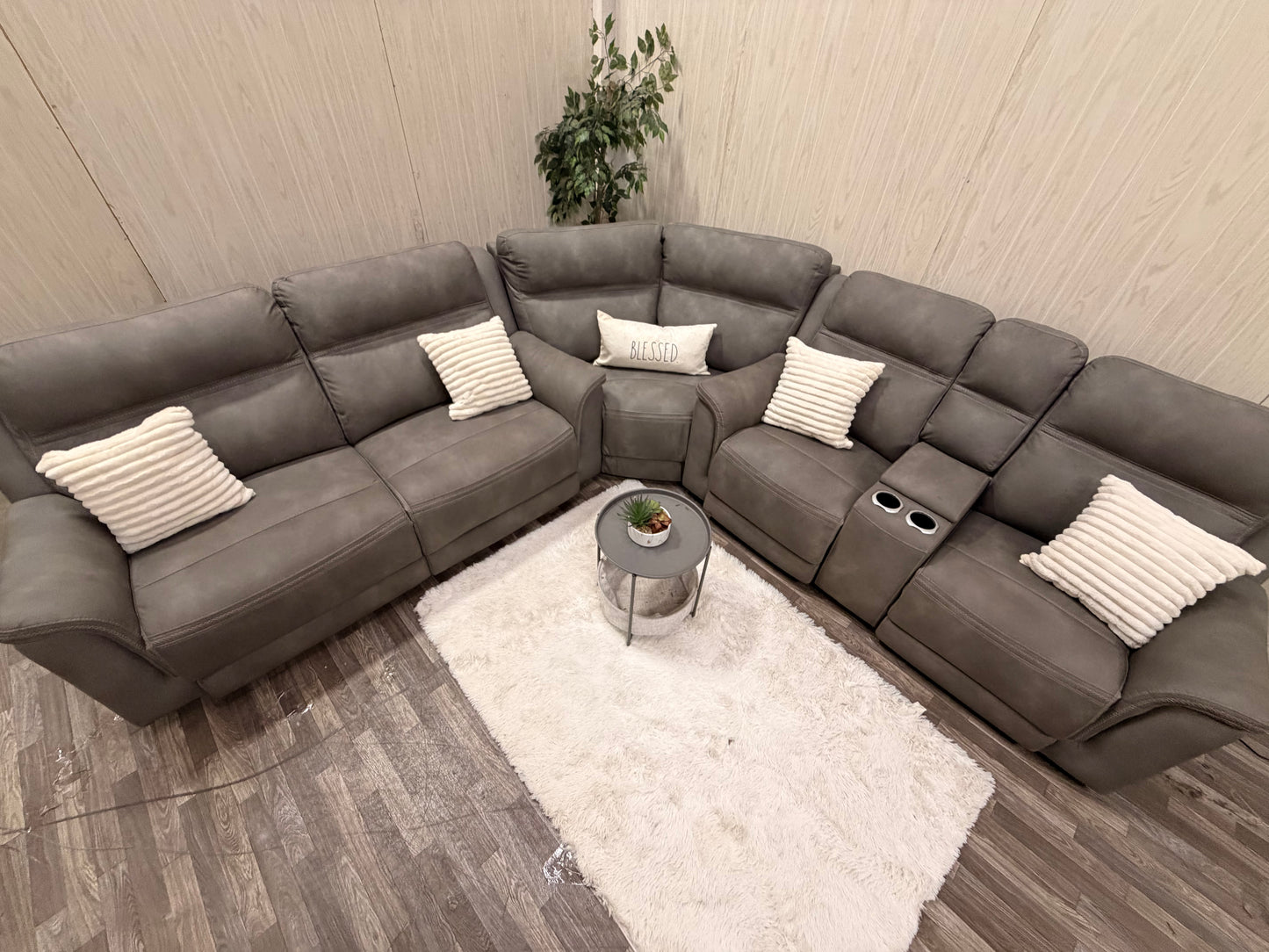 Large 3-piece Gray Ashley Furniture Reclining Sectional