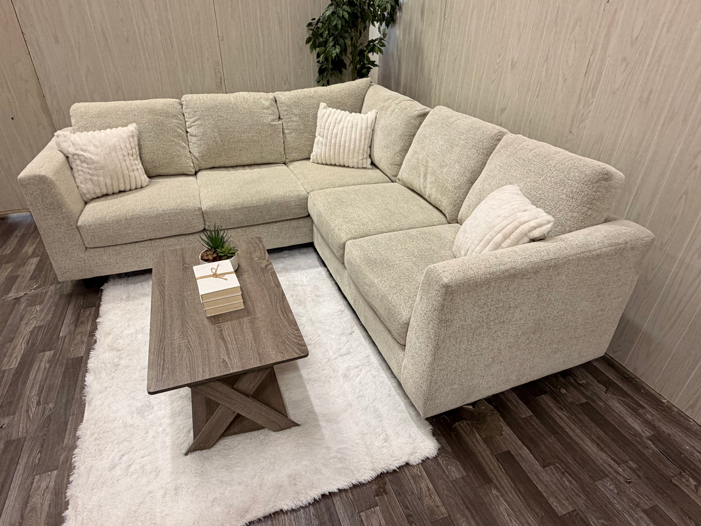 Light Beige Large Bassett Sectional Couch