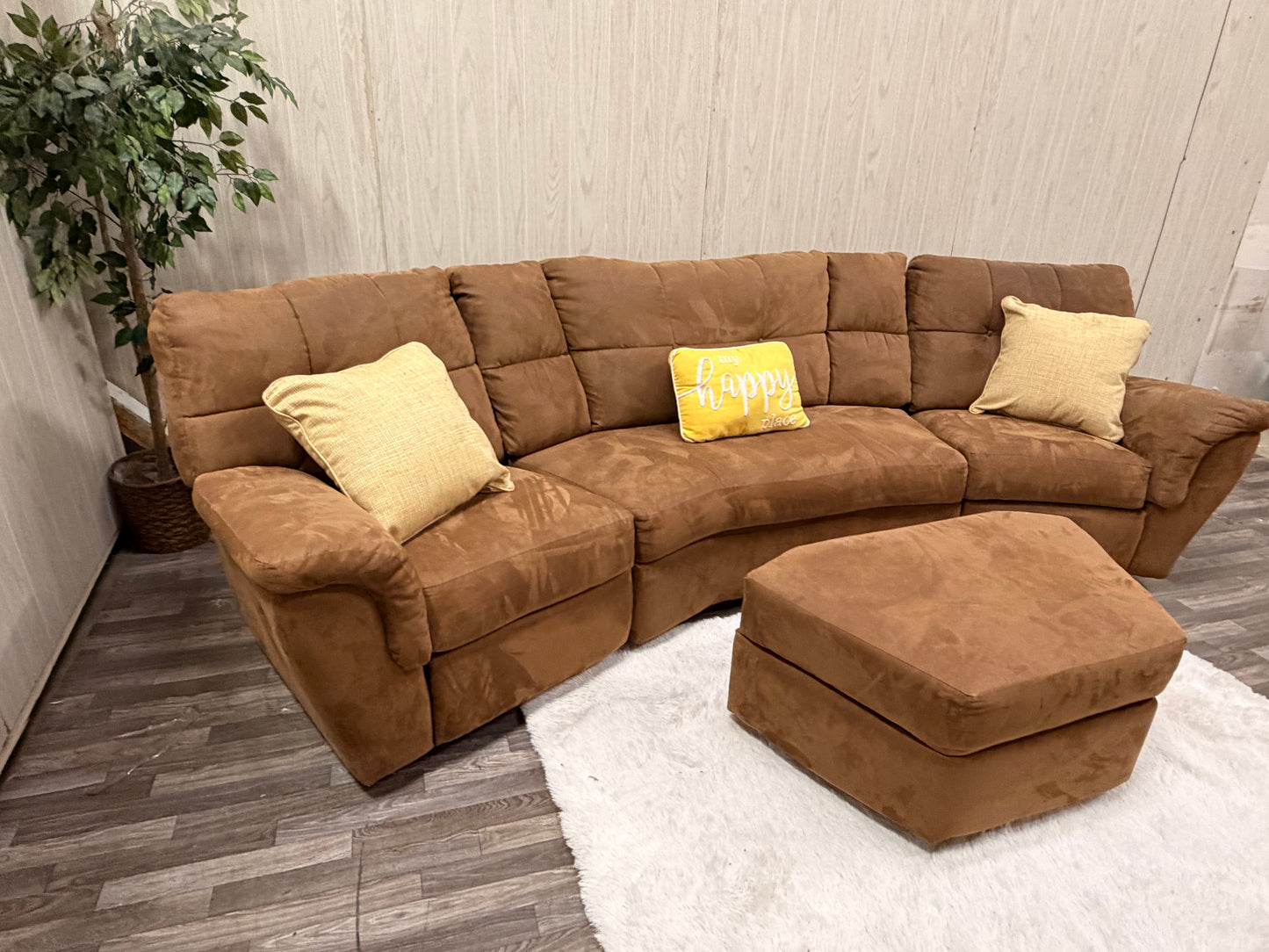 Brown 3-piece Reclining Sectional w/ Storage Ottoman