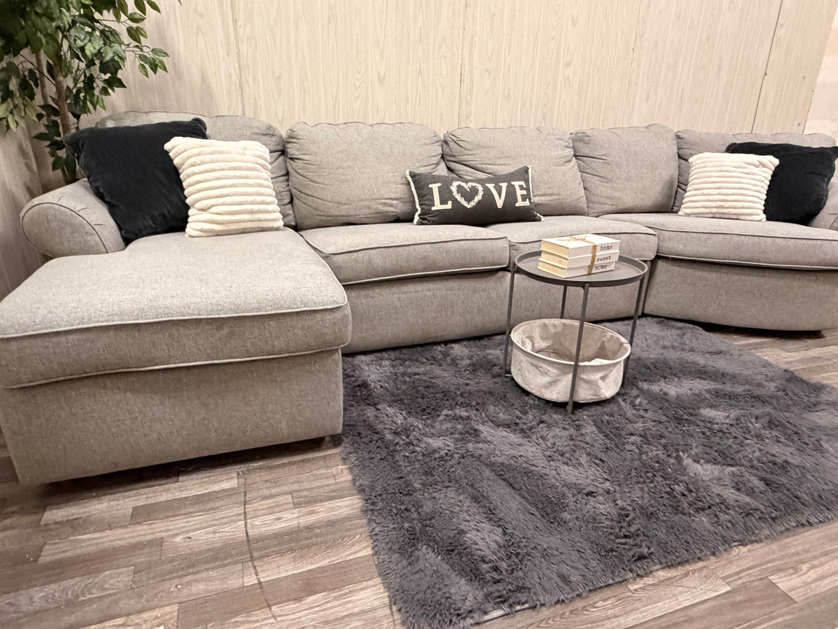 3-Piece Gray Sectional w/ Chaise & Cuddler