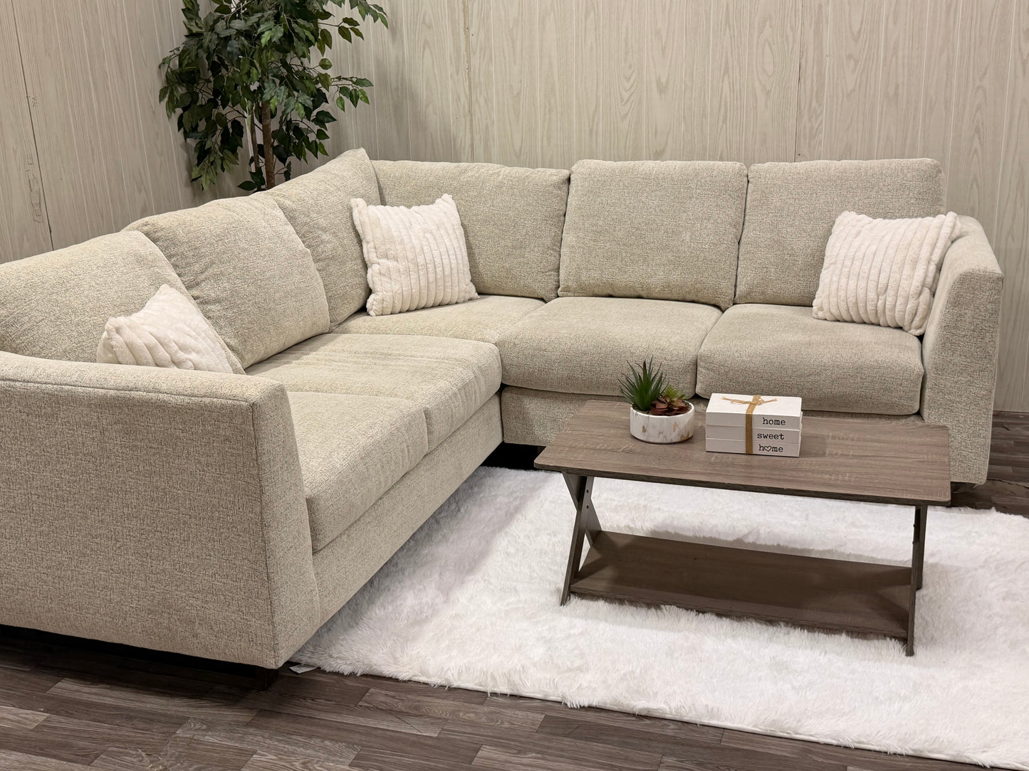 Light Beige Large Bassett Sectional Couch