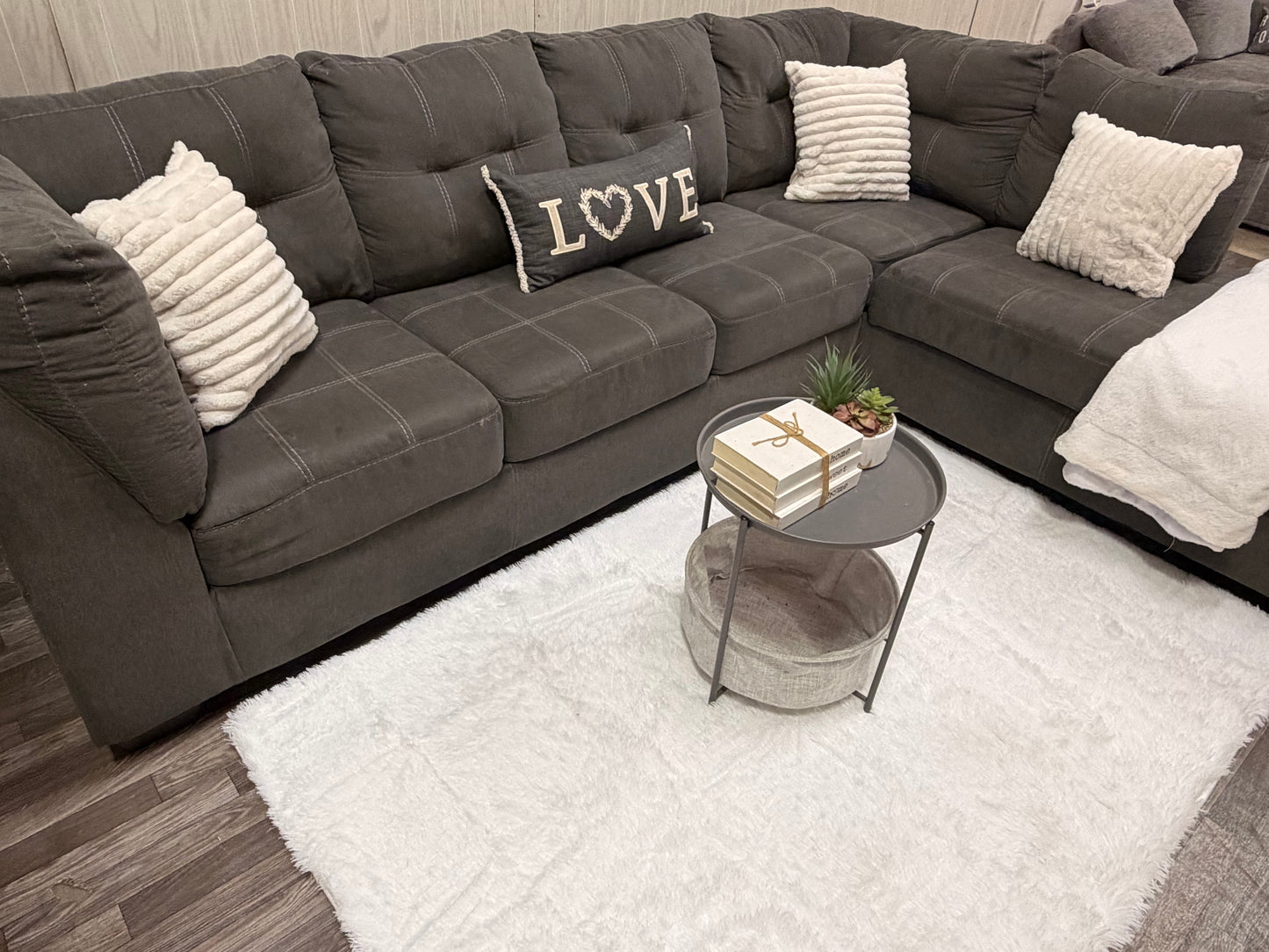Large Two-Piece Gray Sectional Couch by Ashley Furniture
