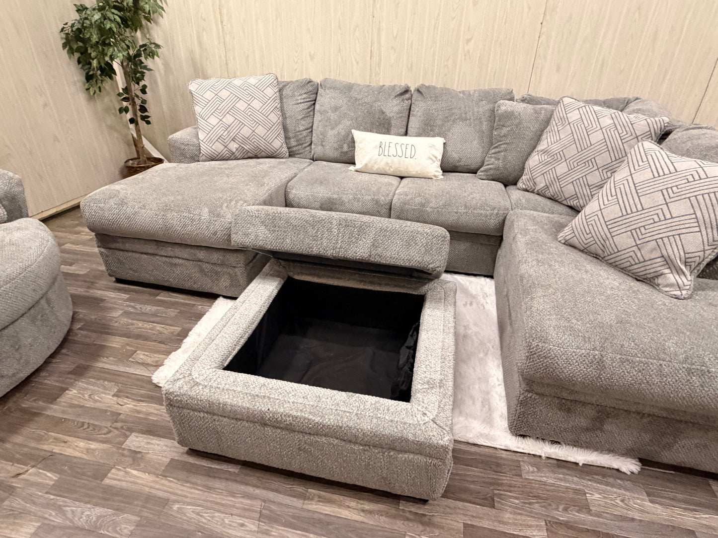 Large Ashley Furniture Sectional, Ottoman, Swivel Chair (Like New)