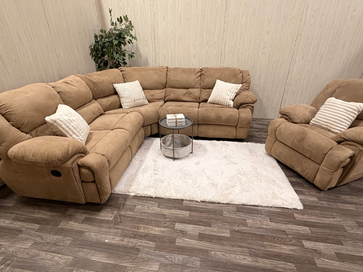 Brown Reclining Sectional & Recliner Set