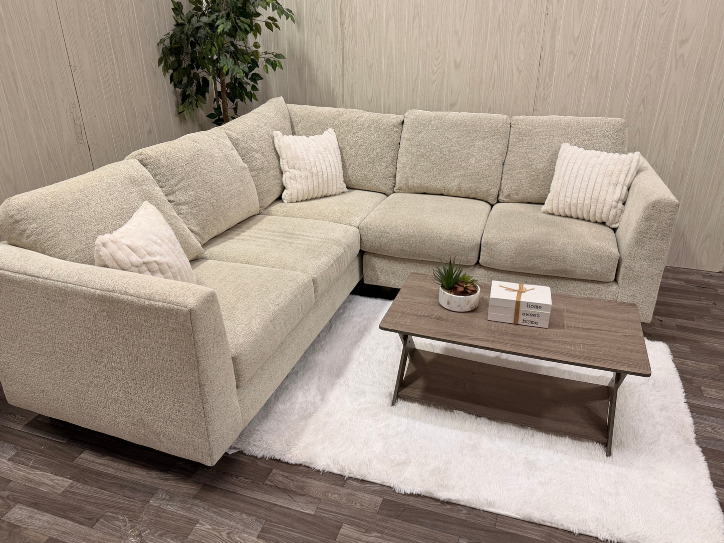Light Beige Large Bassett Sectional Couch