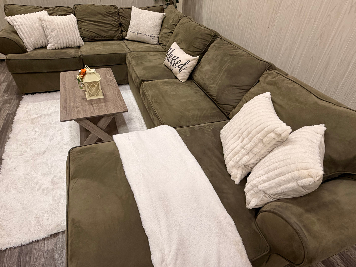 Large Olive Green Sectional Couch