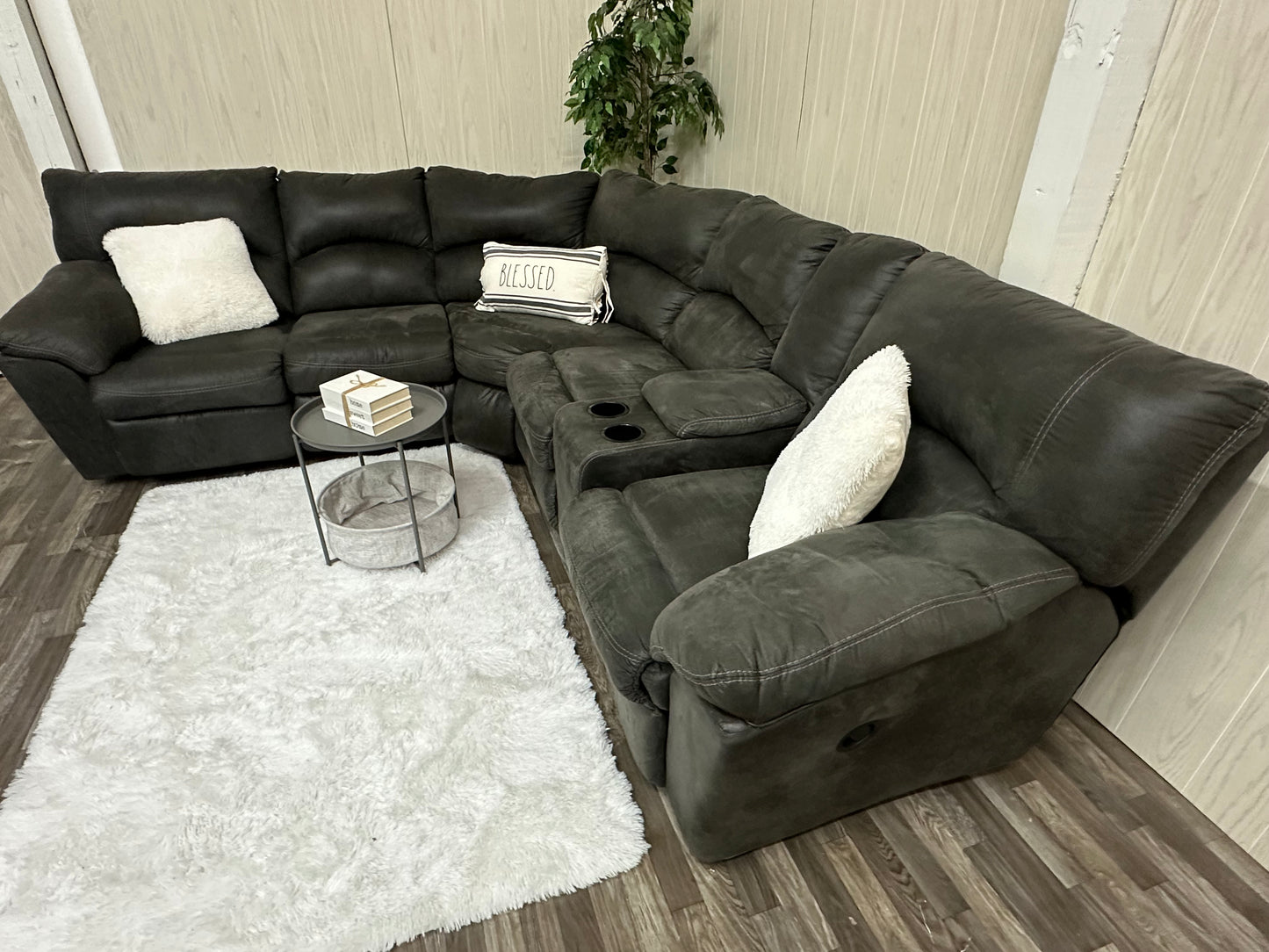 Large Gray Ashley Furniture Reclining Sectional