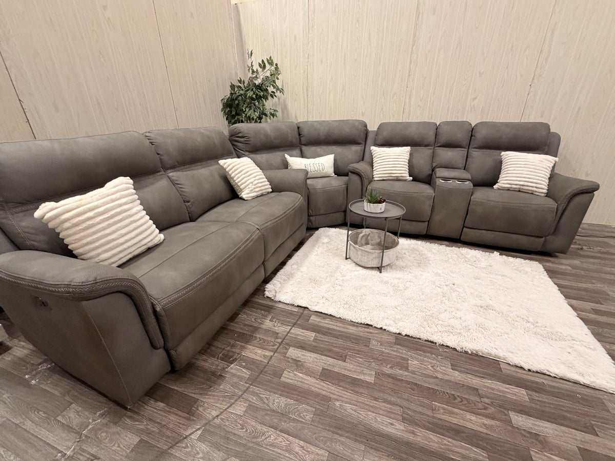Large 3-piece Gray Ashley Furniture Reclining Sectional
