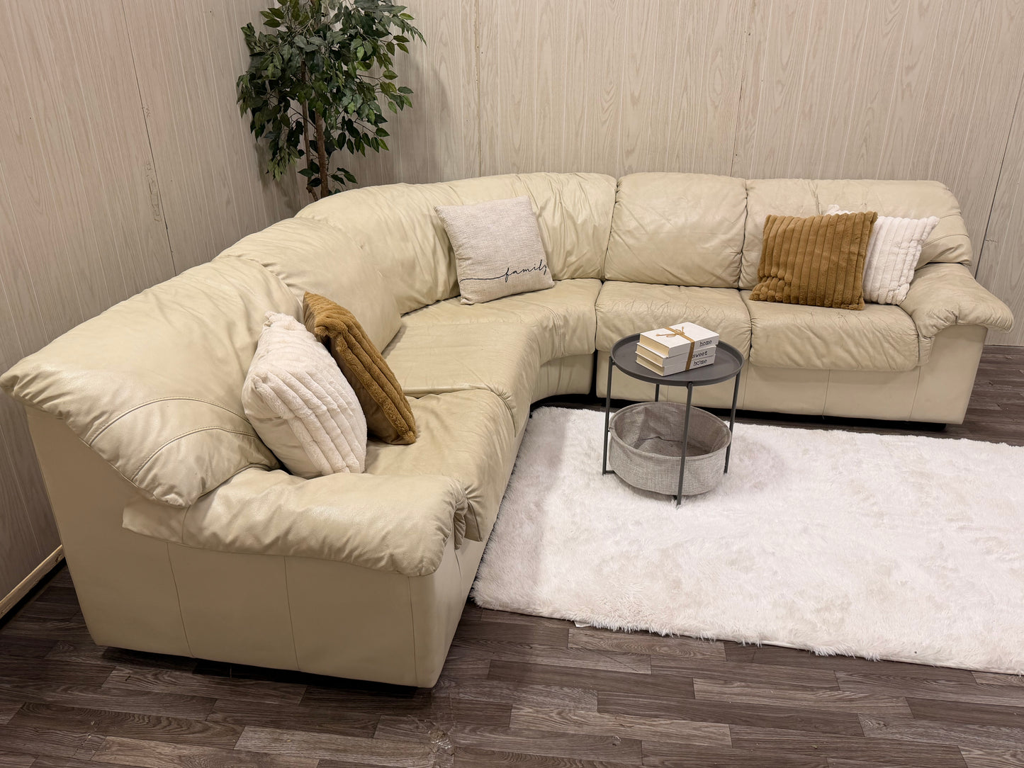 Large White Leather (Natuzzi) Sectional Couch