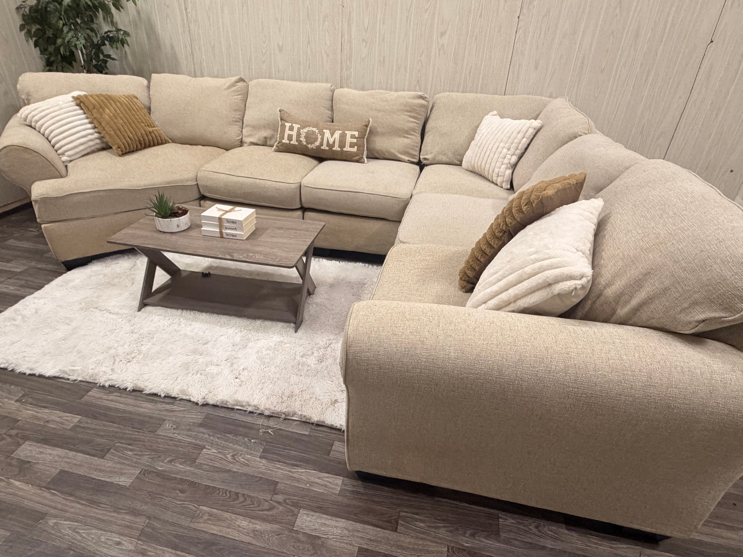 Beige Sectional Couch w/ Cuddler