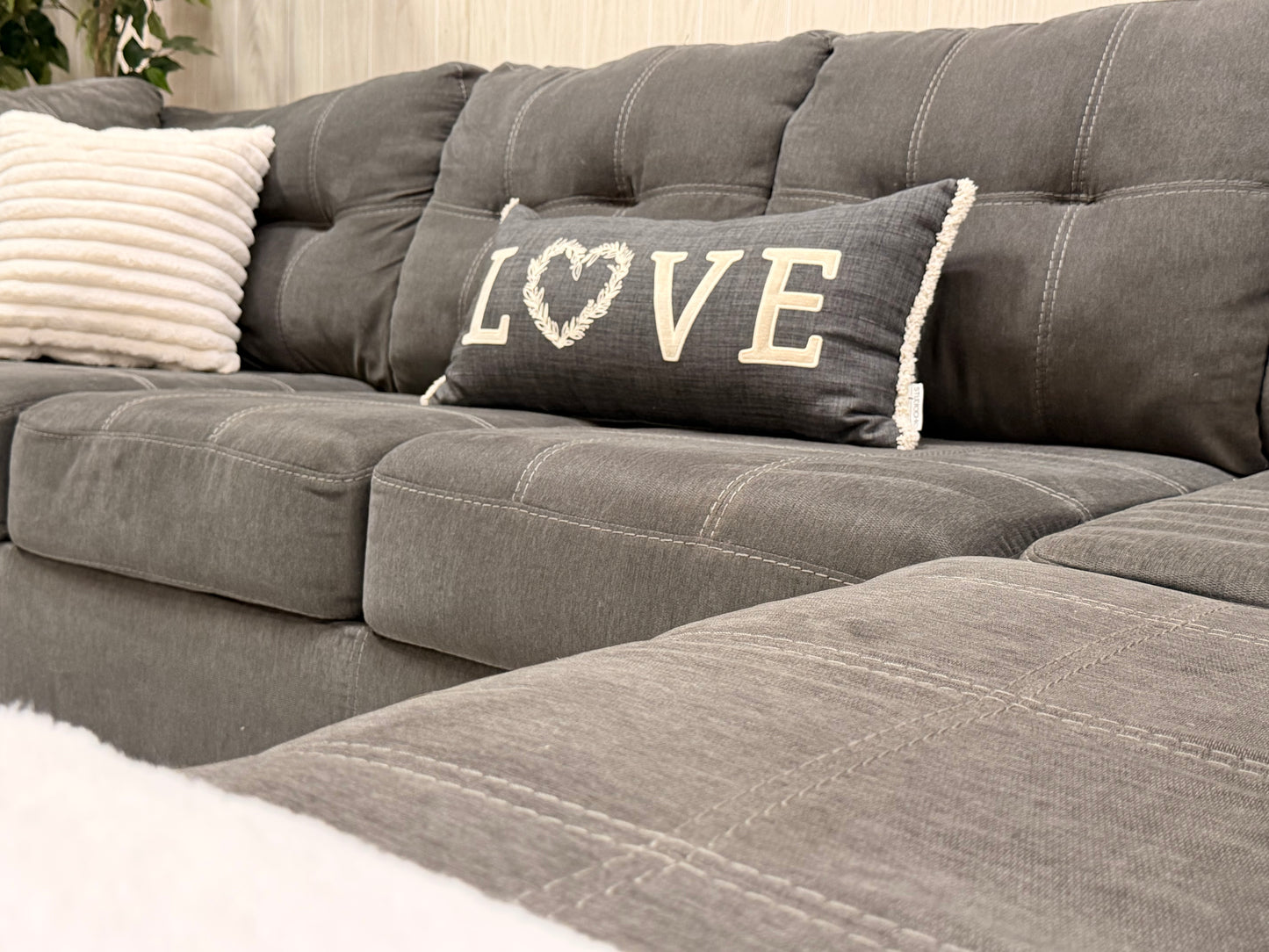 Large Two-Piece Gray Sectional Couch by Ashley Furniture