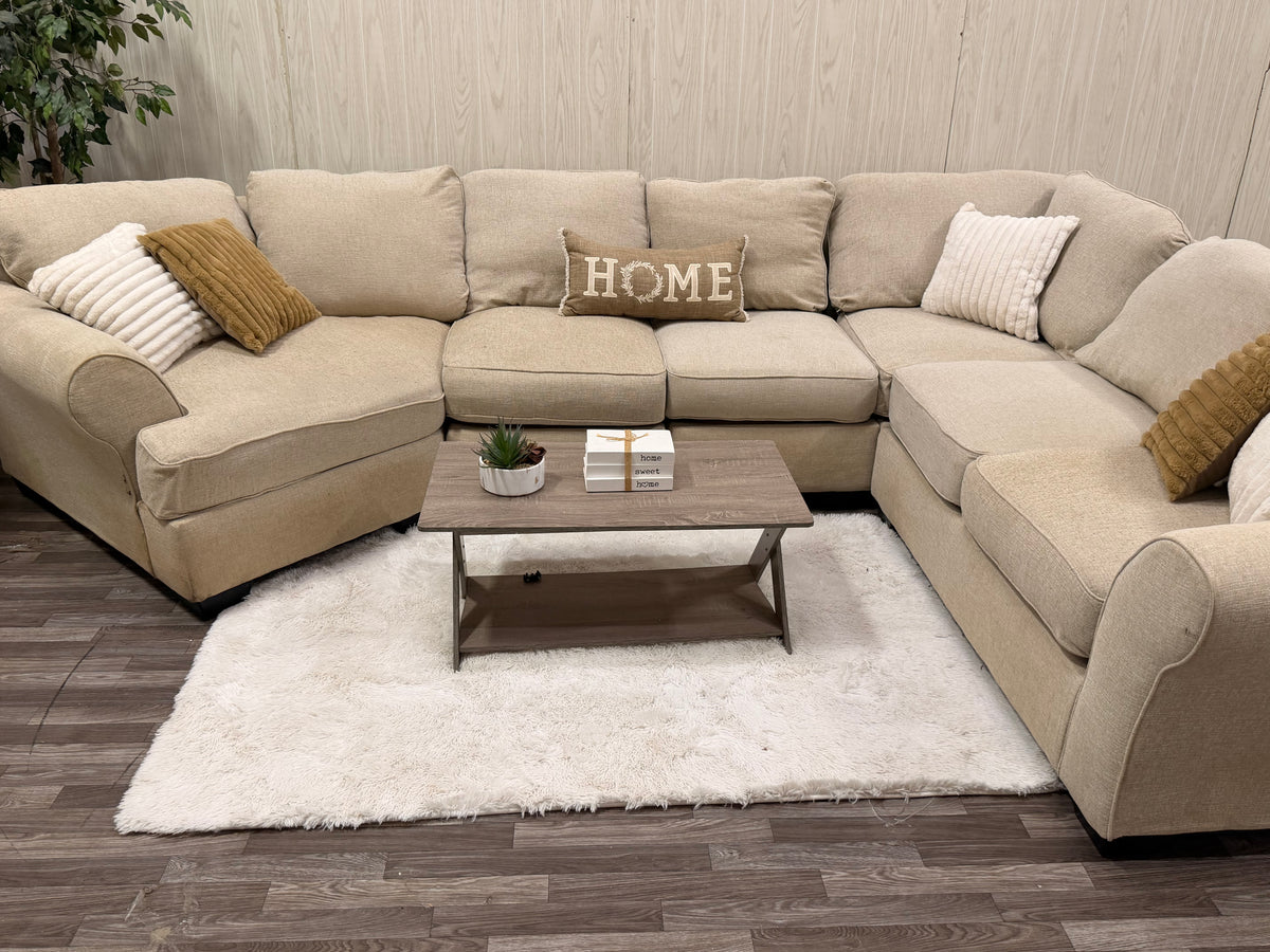 Beige Sectional Couch w/ Cuddler