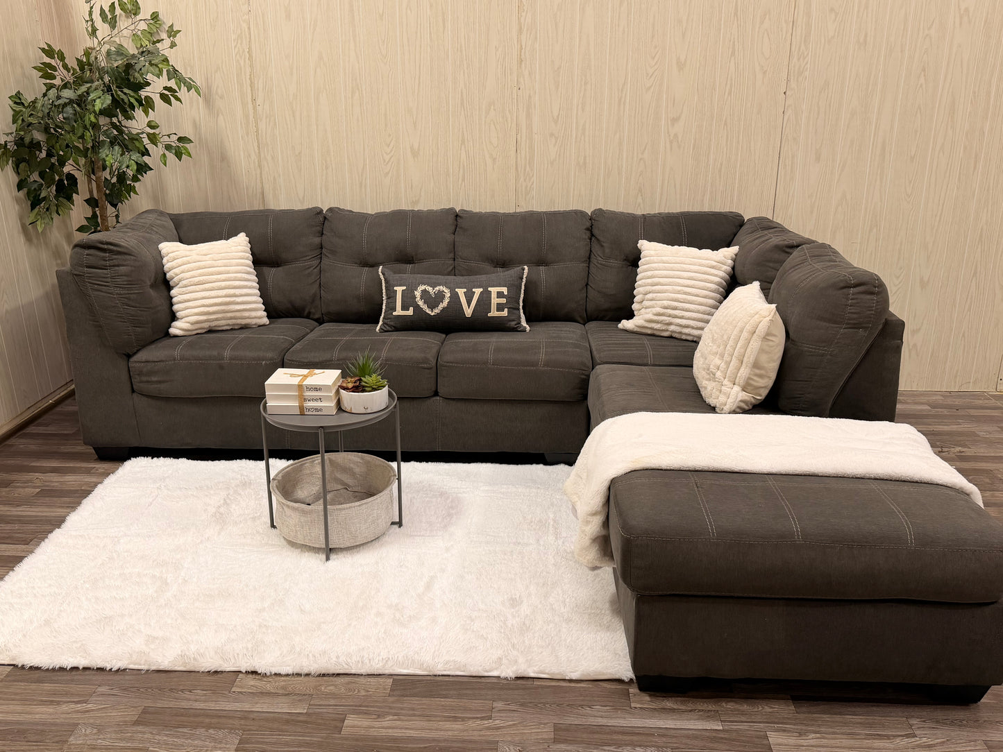 Large Two-Piece Gray Sectional Couch by Ashley Furniture