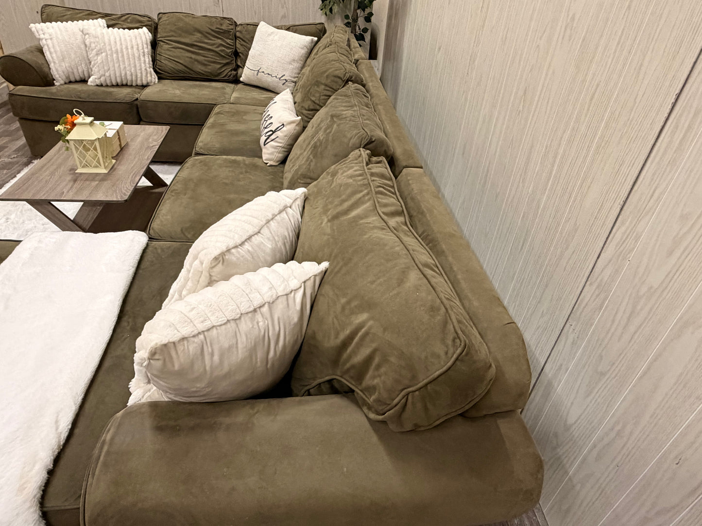 Large Olive Green Sectional Couch