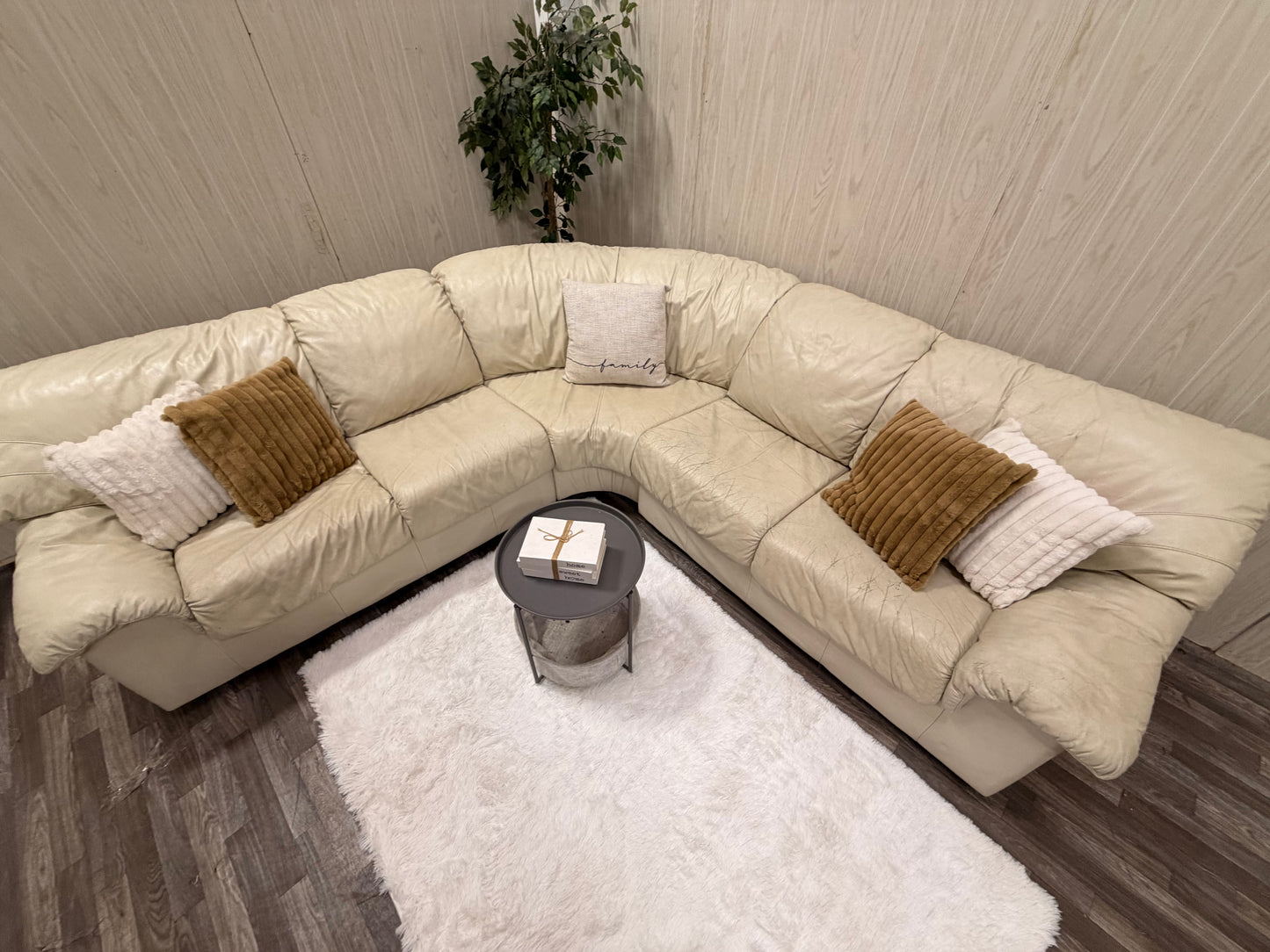 Large White Leather (Natuzzi) Sectional Couch