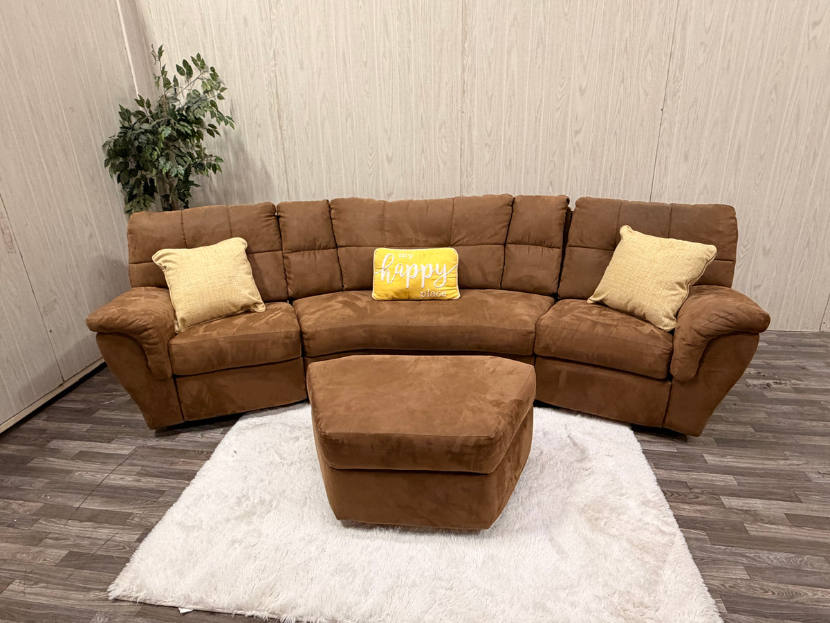 Brown 3-piece Reclining Sectional w/ Storage Ottoman