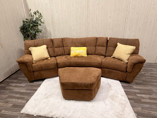 Brown 3-piece Reclining Sectional w/ Storage Ottoman