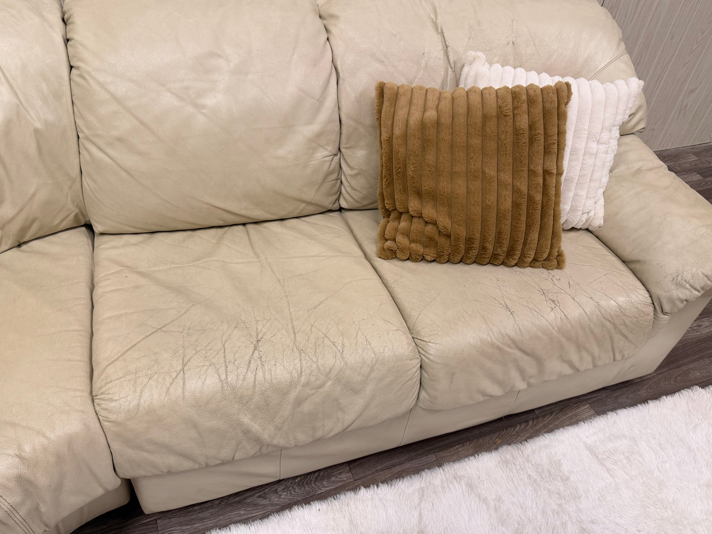 Large White Leather (Natuzzi) Sectional Couch