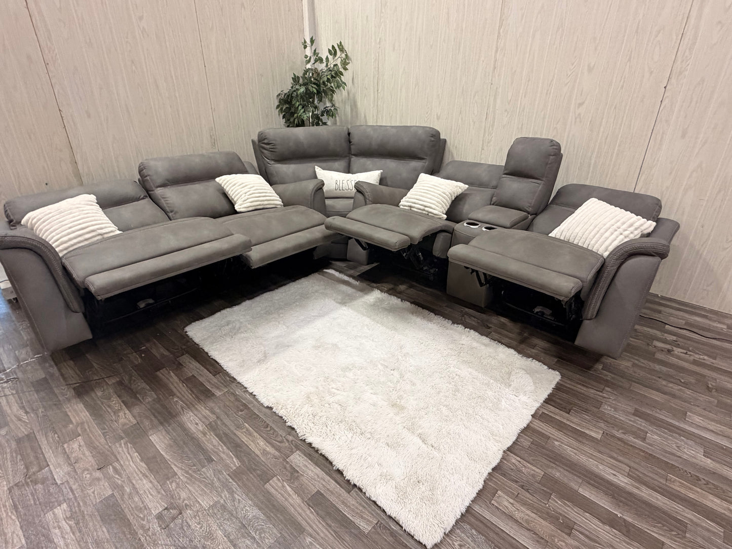 Large 3-piece Gray Ashley Furniture Reclining Sectional