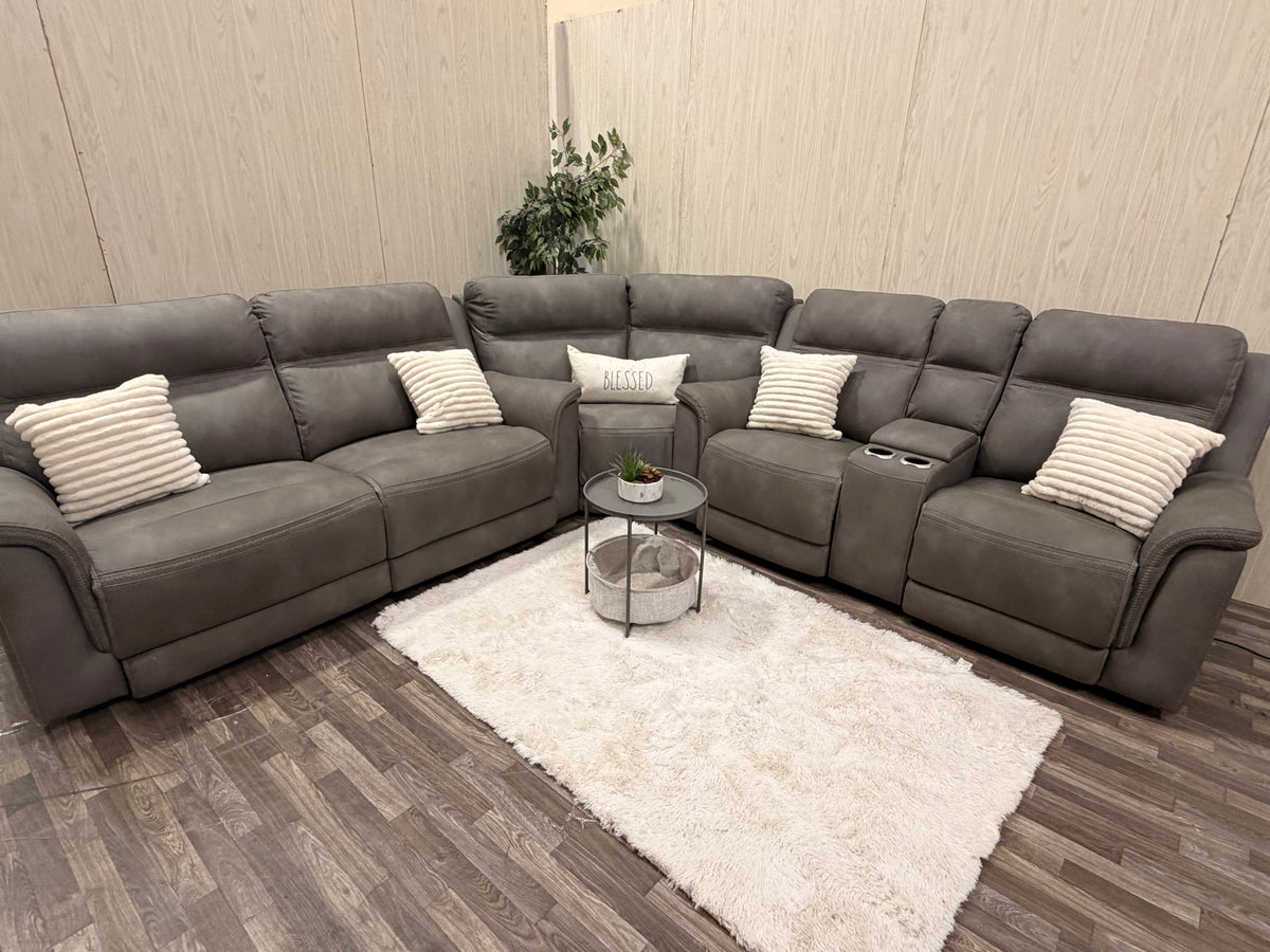 Large 3-piece Gray Ashley Furniture Reclining Sectional