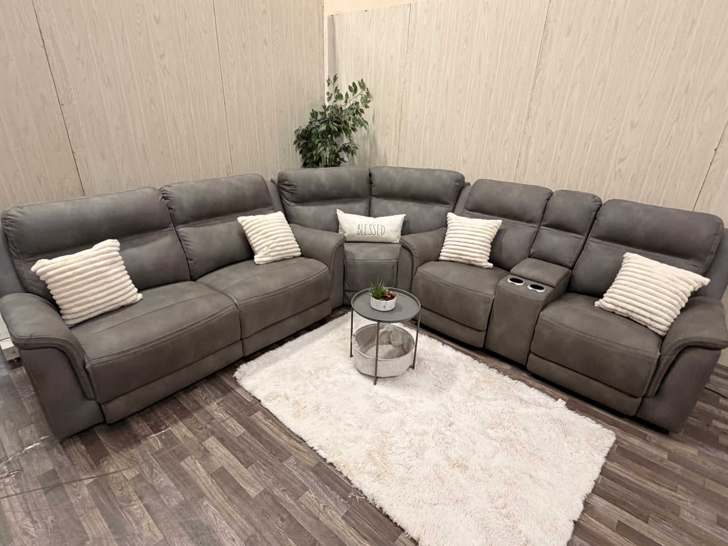 Large 3-piece Gray Ashley Furniture Reclining Sectional