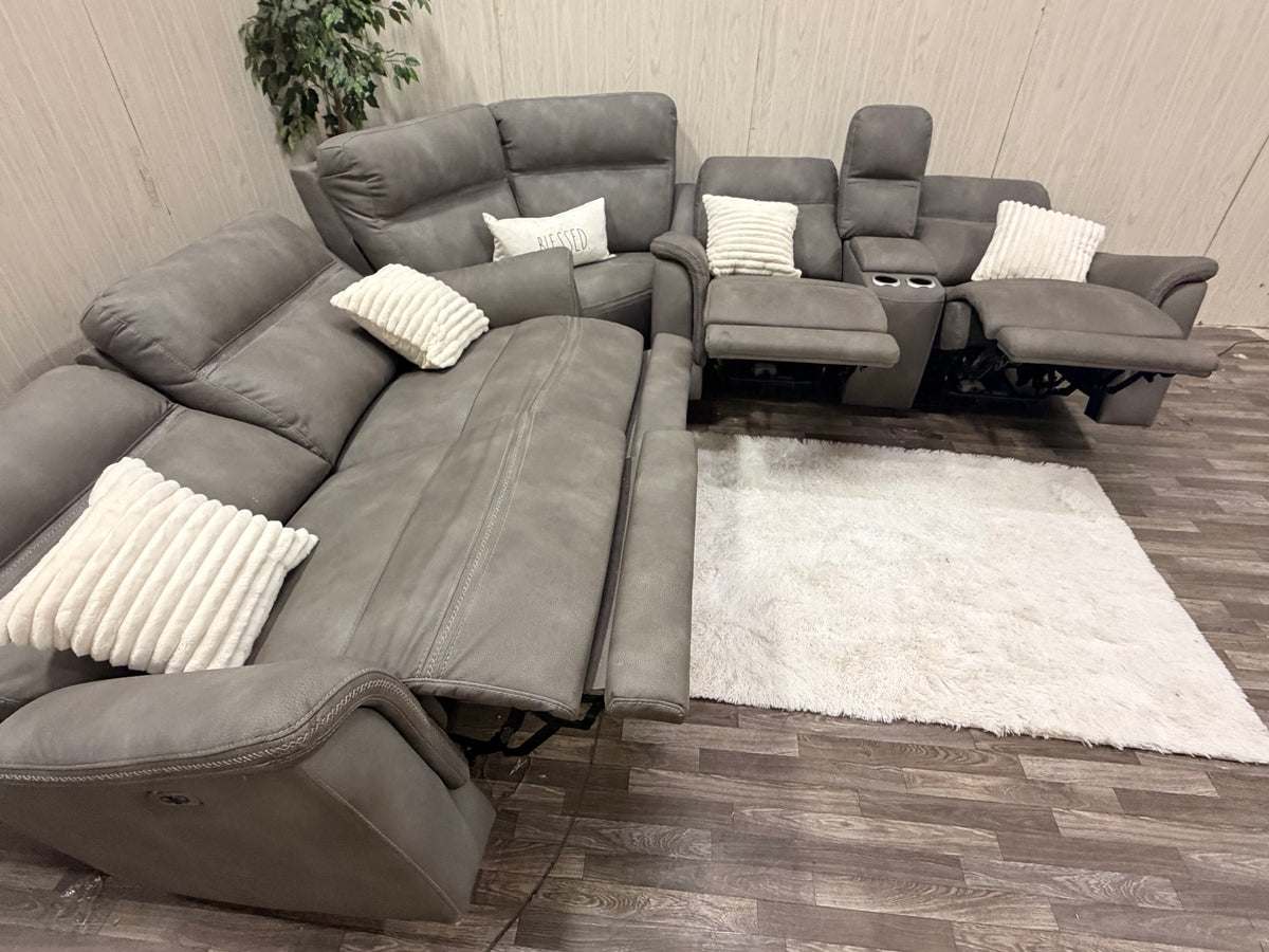 Large 3-piece Gray Ashley Furniture Reclining Sectional