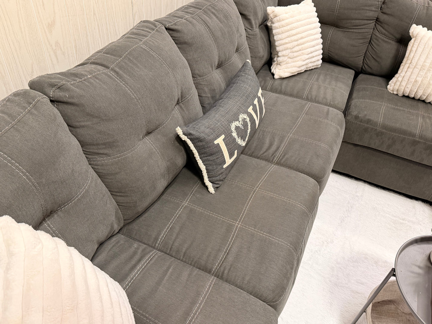 Large Two-Piece Gray Sectional Couch by Ashley Furniture