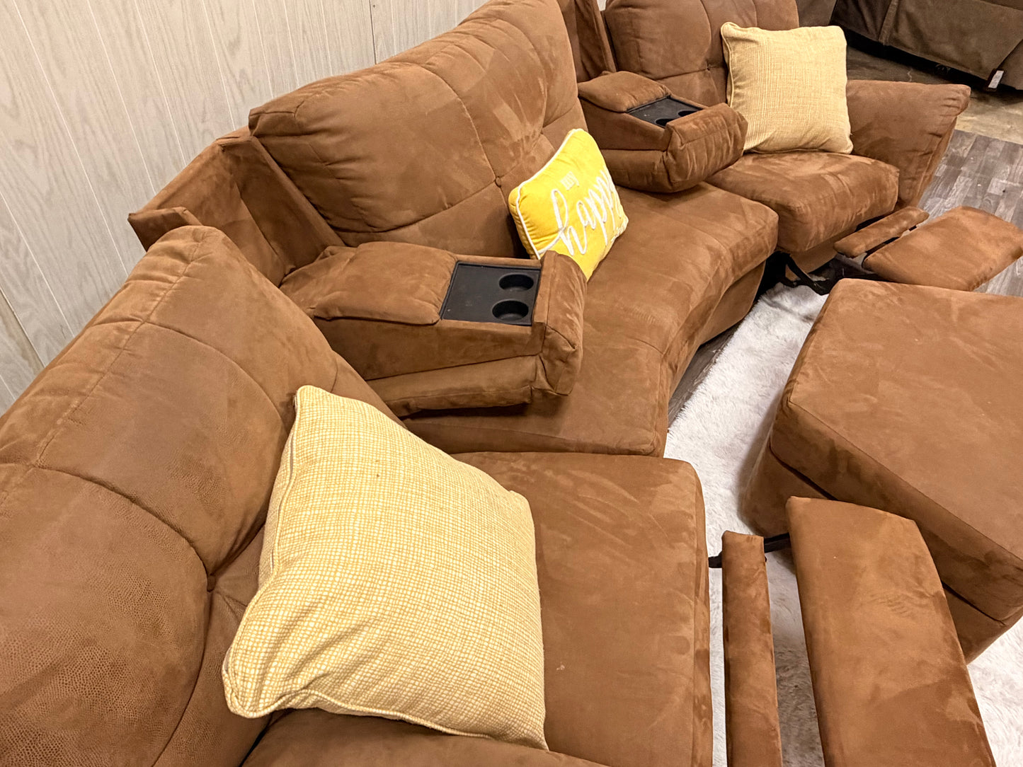 Brown 3-piece Reclining Sectional w/ Storage Ottoman