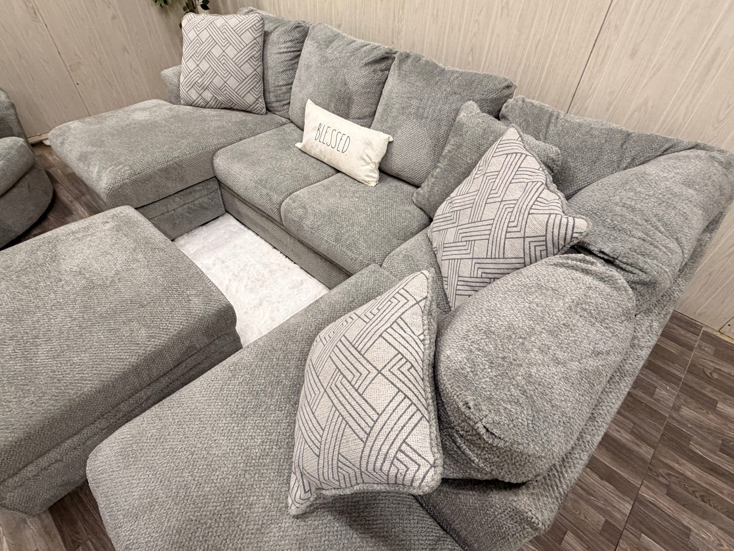Large Ashley Furniture Sectional, Ottoman, Swivel Chair (Like New)