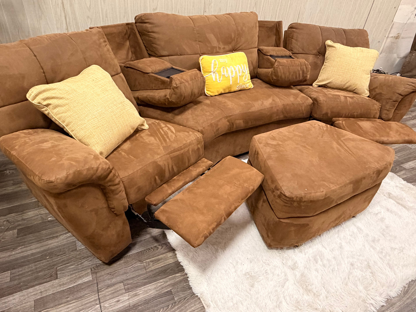 Brown 3-piece Reclining Sectional w/ Storage Ottoman