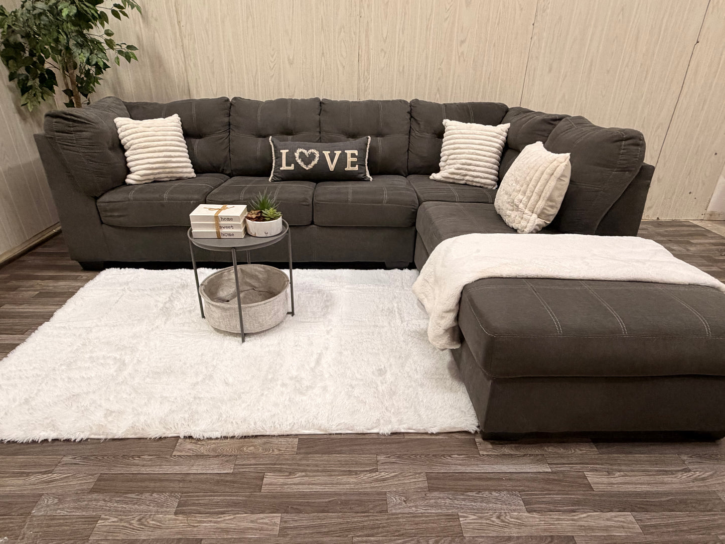 Large Two-Piece Gray Sectional Couch by Ashley Furniture