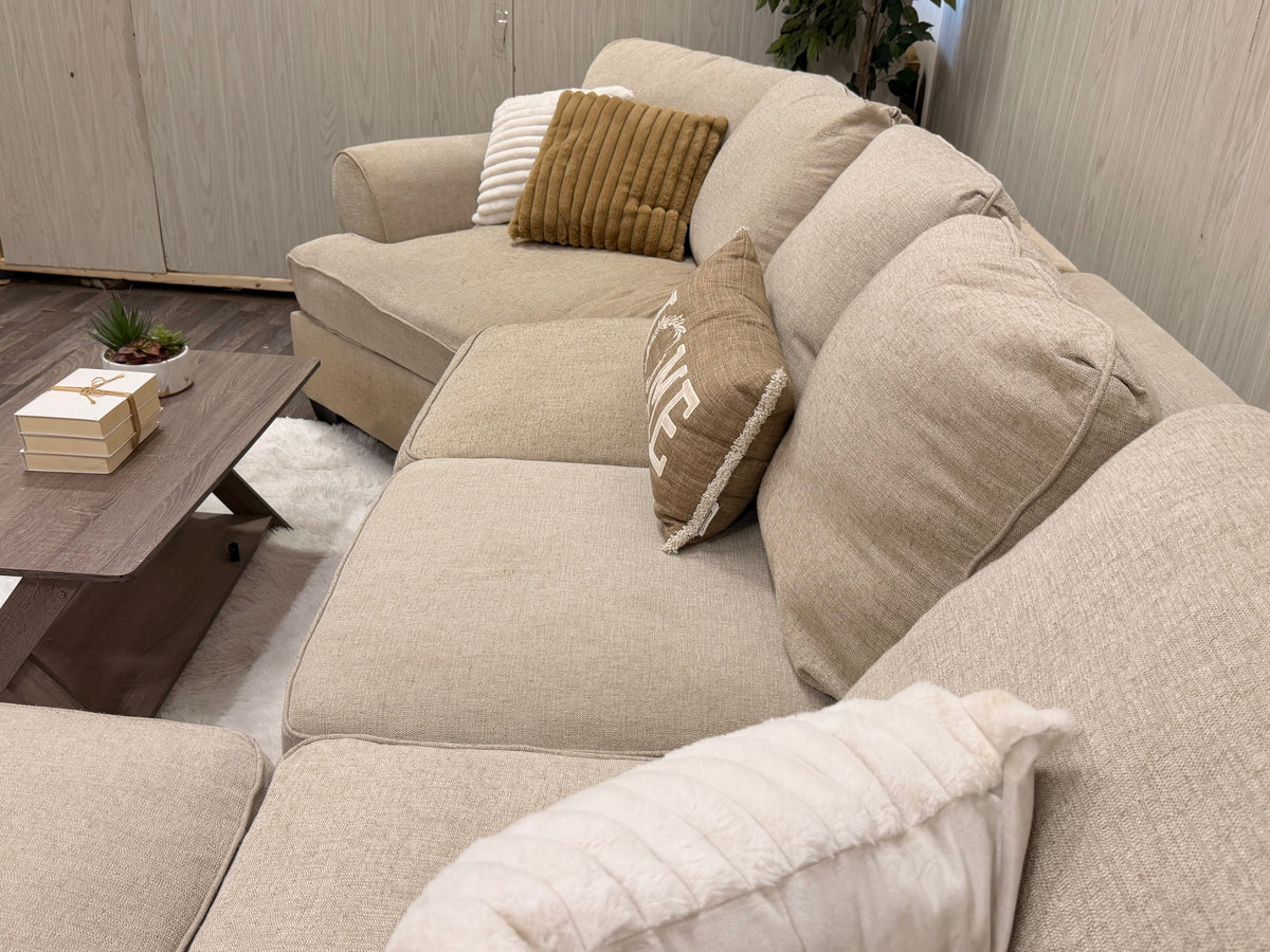 Beige Sectional Couch w/ Cuddler