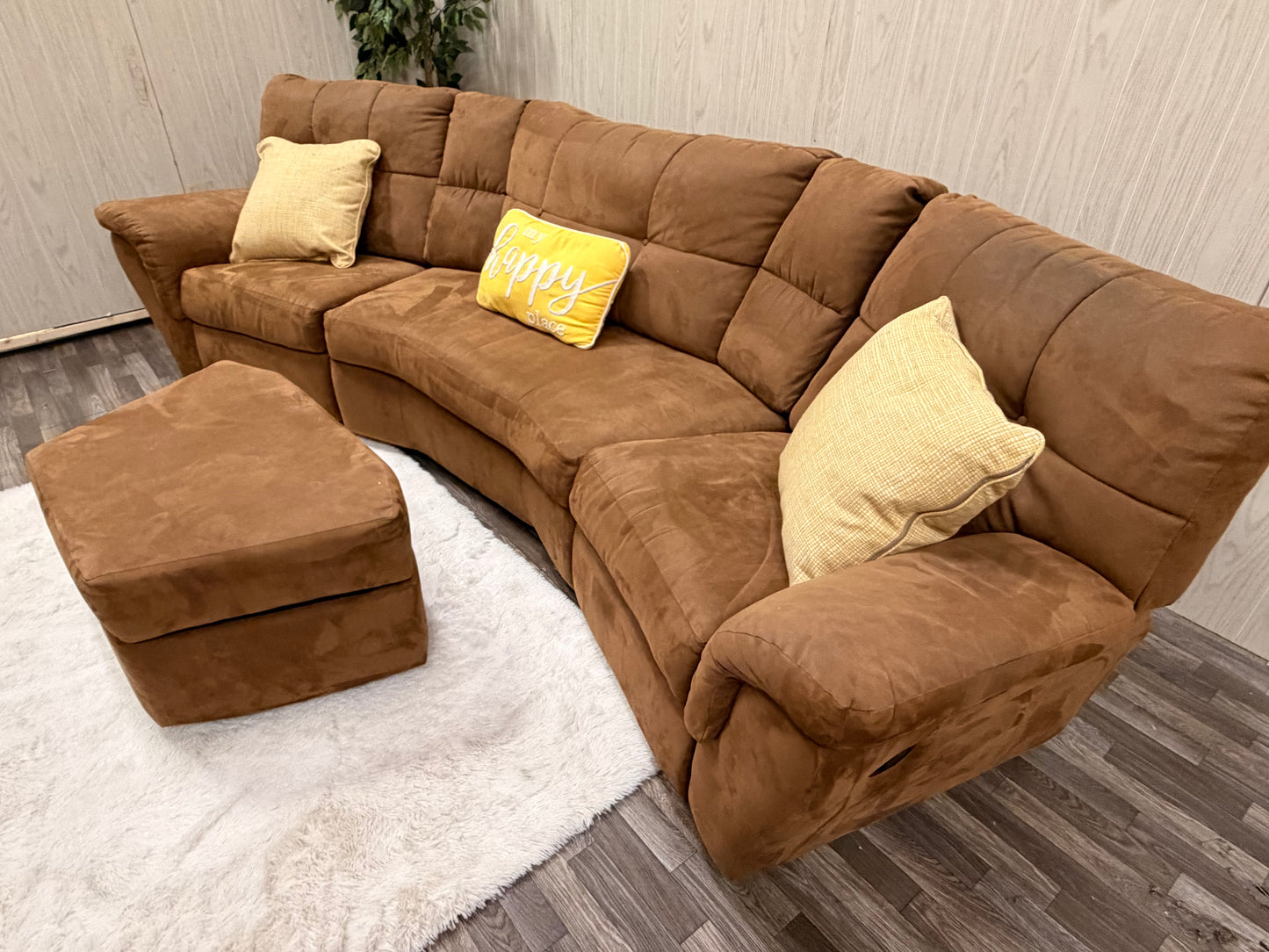 Brown 3-piece Reclining Sectional w/ Storage Ottoman