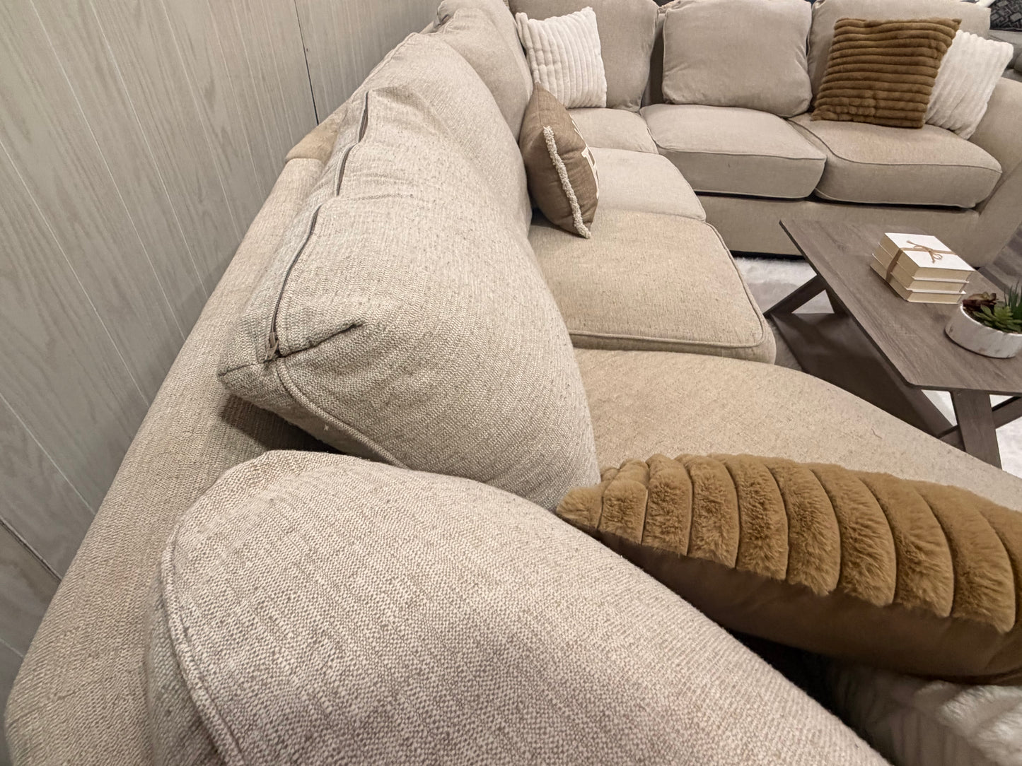 Beige Sectional Couch w/ Cuddler