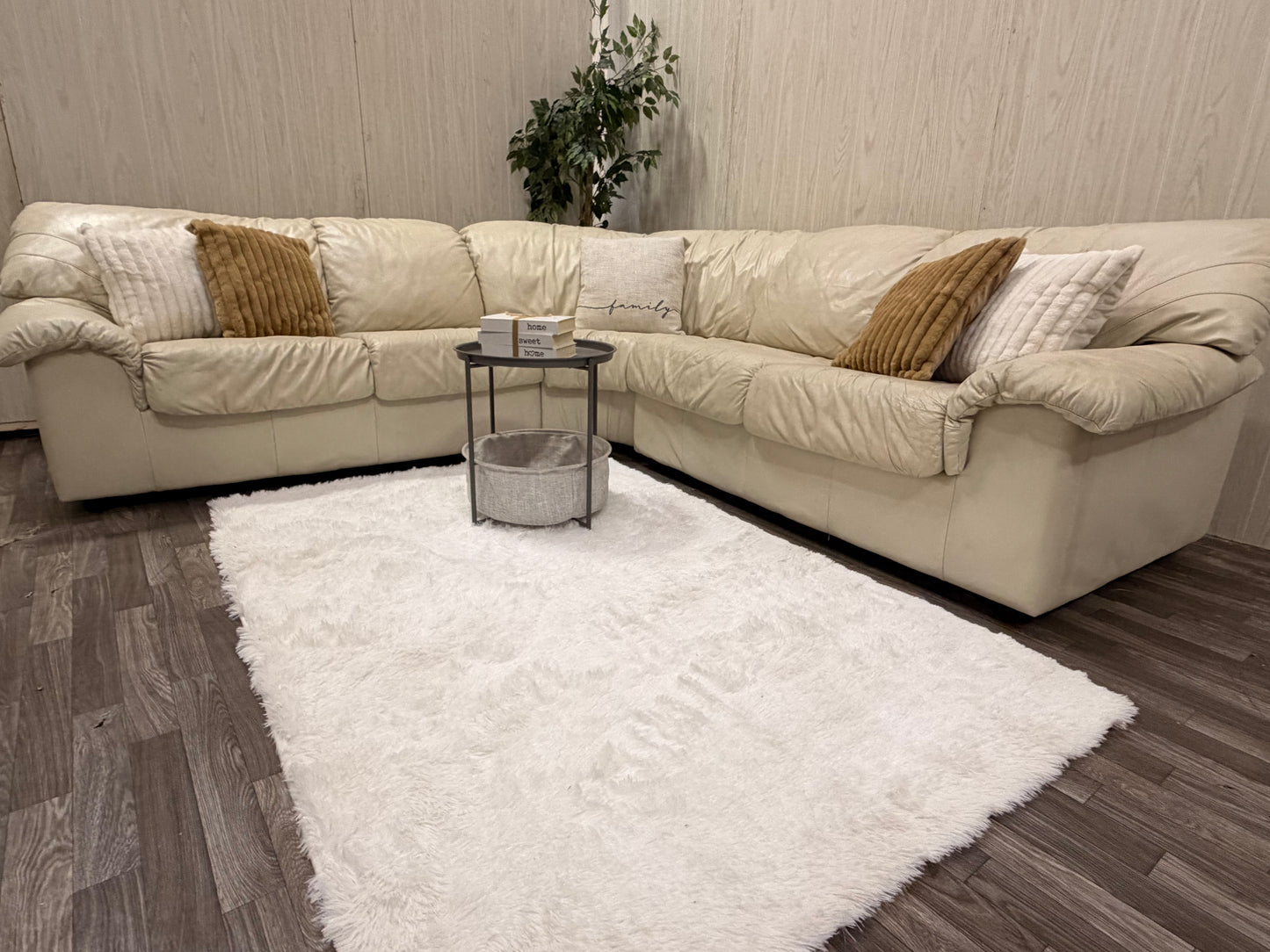 Large White Leather (Natuzzi) Sectional Couch