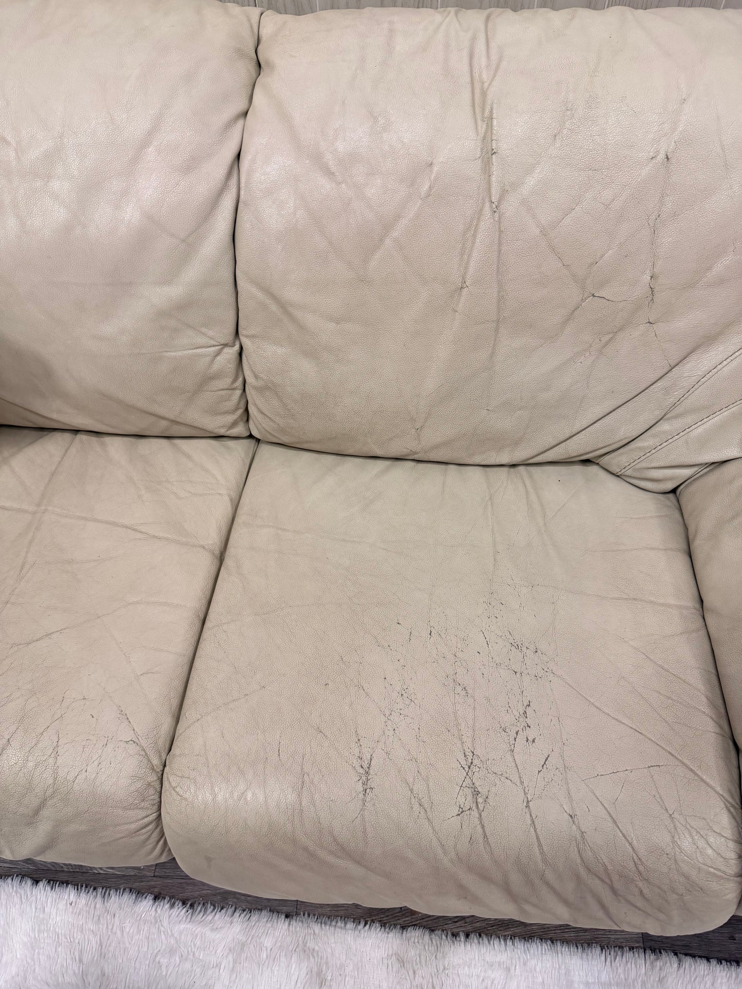 Large White Leather (Natuzzi) Sectional Couch