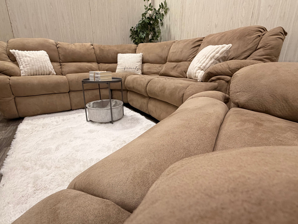 Brown Reclining Sectional & Recliner Set