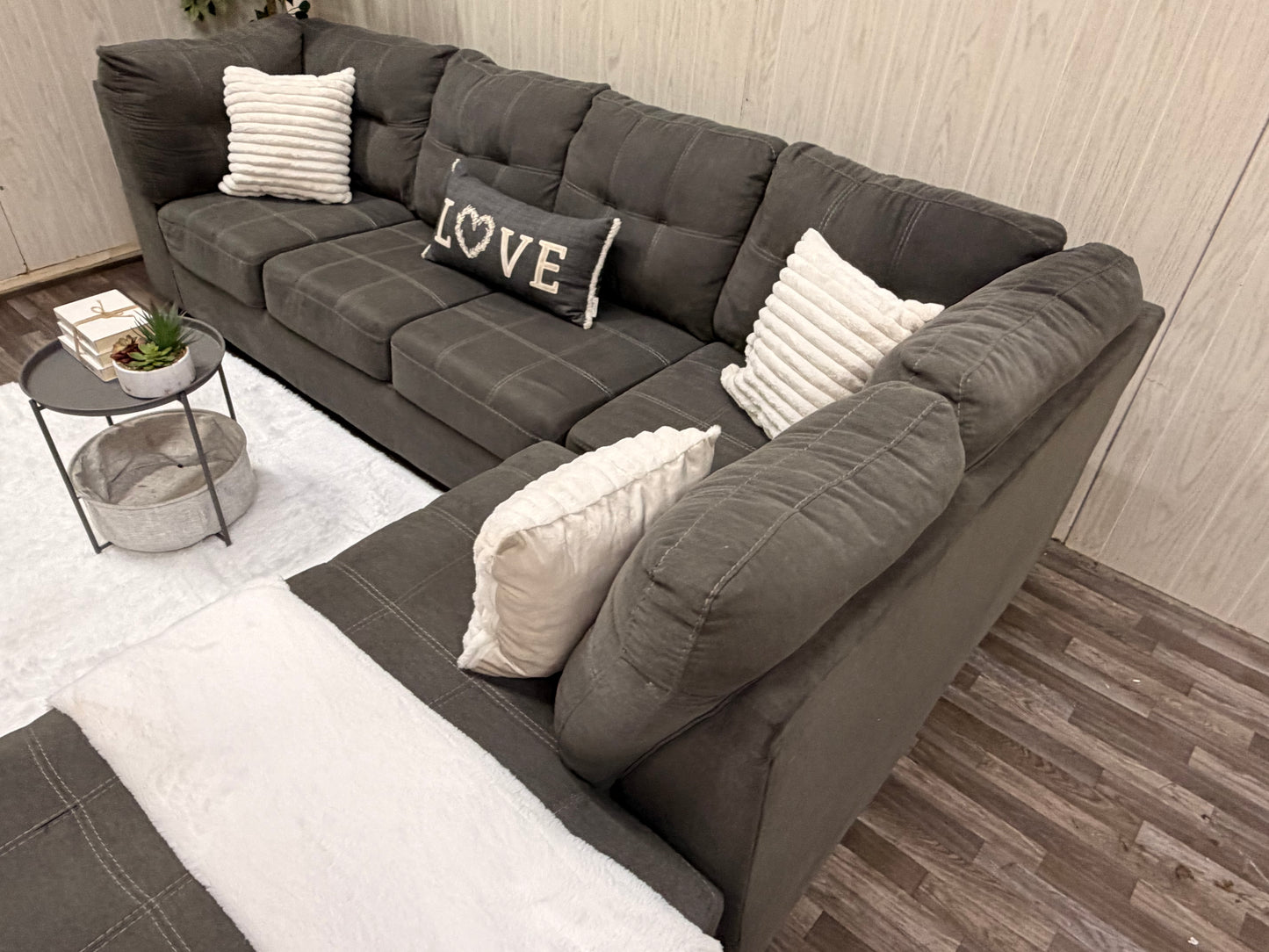 Large Two-Piece Gray Sectional Couch by Ashley Furniture